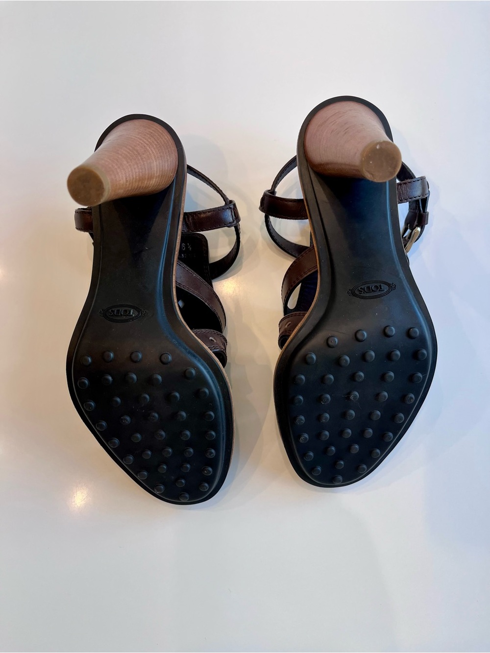 TOD’S Dark Chocolate Brown Leather Cone-Heel Sandals - Picture 7 of 7